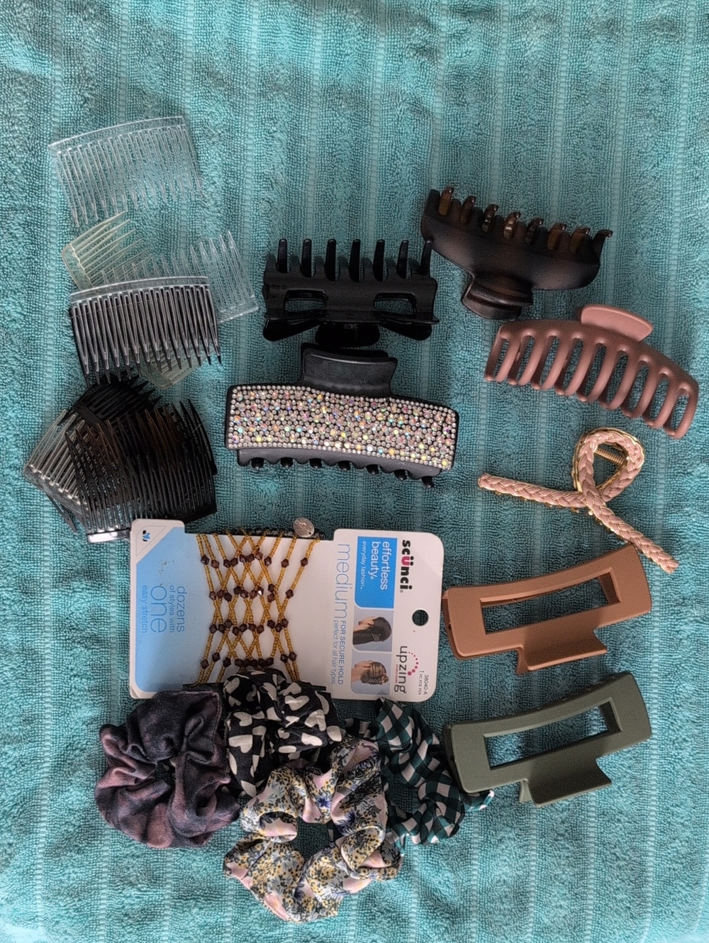 Assorted Hair Clip Set with Black Rhinestone Jaw Clip